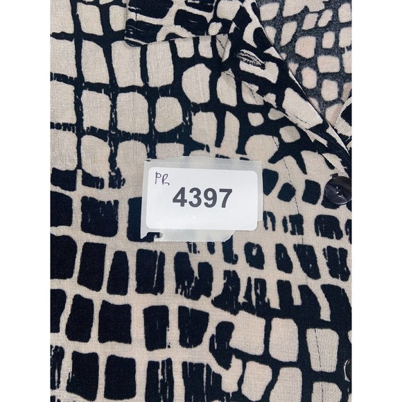 Chico's Travelers Dress Womens 1 Black Off White Button Up Short Sleeves Casual - Picture 13 of 13